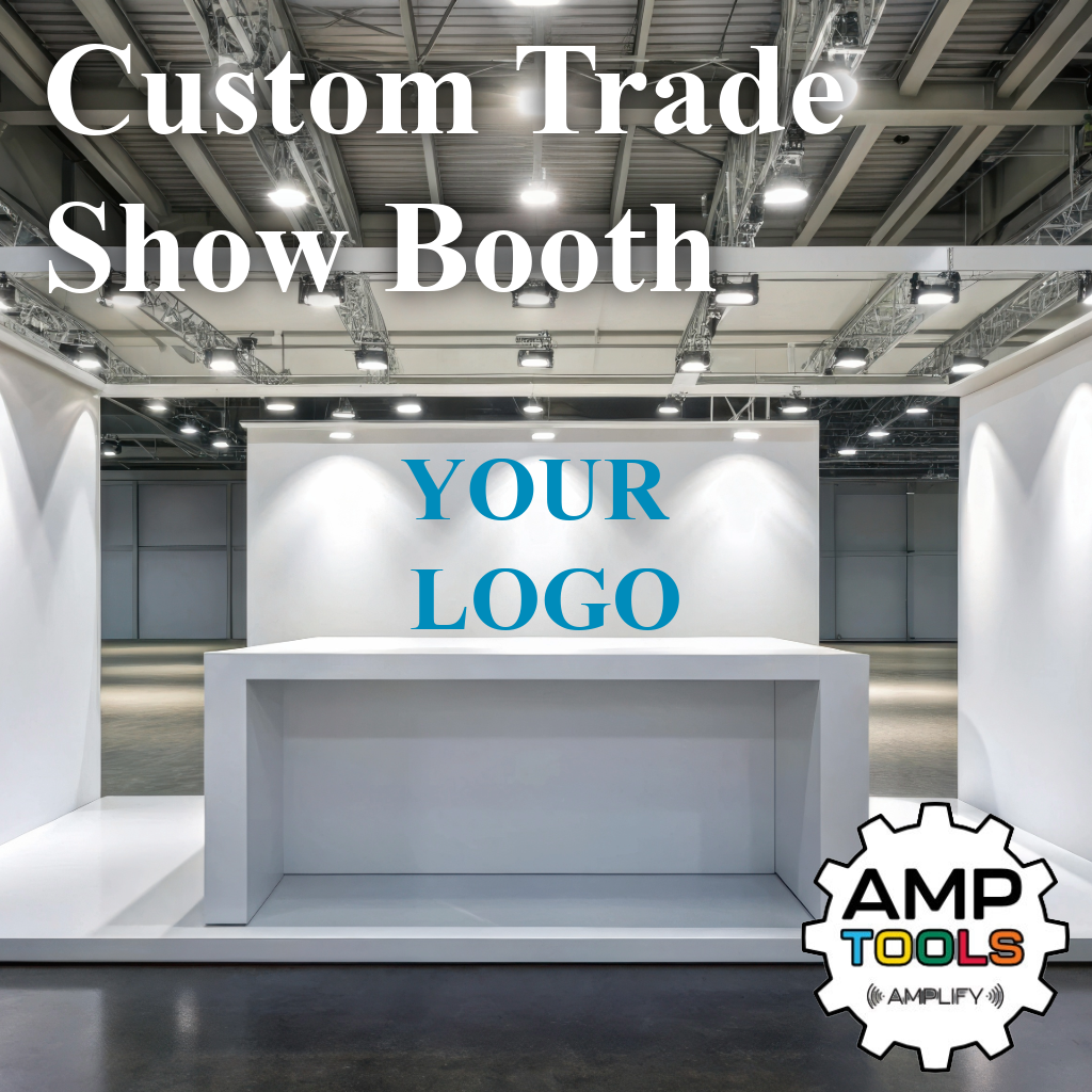 Tradeshow Booth Package Deluxe, 10' Expanding Display and 8' Sublimated PREMIUM Tablecloth