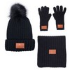 Leeman™ 3 Piece Rib Knit Fur Pom Winter Set - Image 2