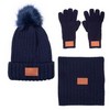 Leeman™ 3 Piece Rib Knit Fur Pom Winter Set - Image 3