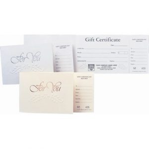 Blank Gift Certificates – Embossed – Grey with Foil