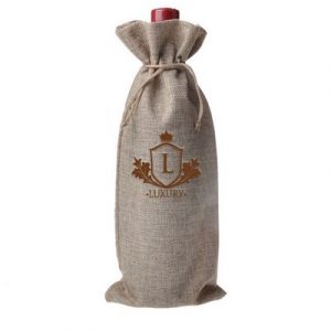 Burlap Wine Bag